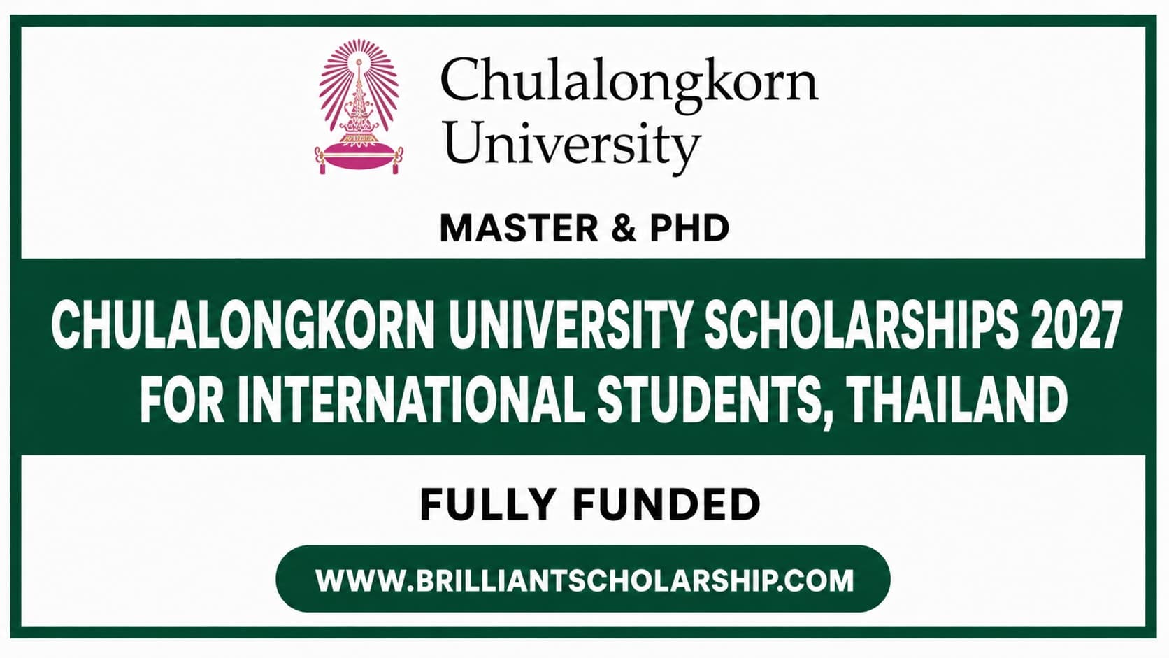 Chulalongkorn University Scholarships 2027 for International Students, Thailand